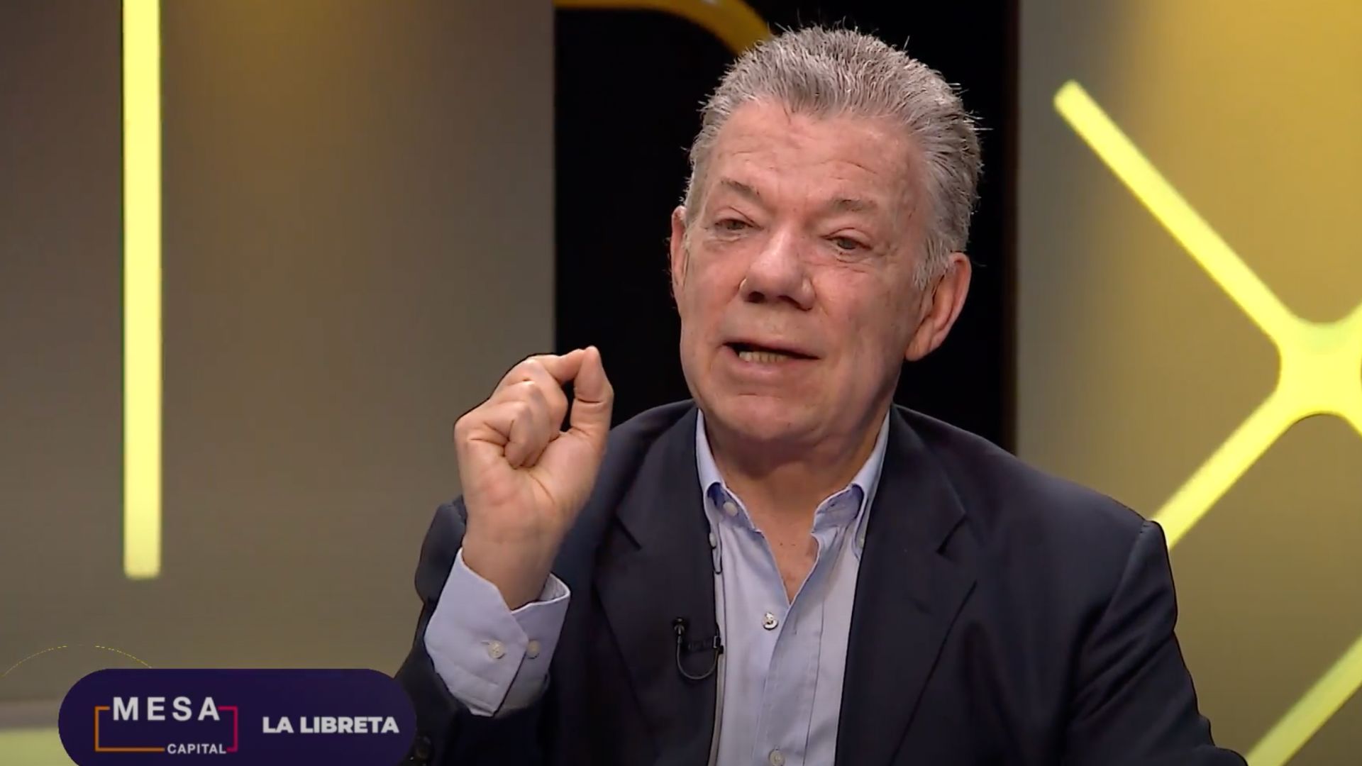 Juan Manuel Santos en la última emisión de la quinta temporada de La Libreta, de Mesa Capital